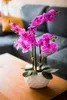 Kunst-Pflanze Orchidee ovaler Topf weiß hochglanz und lila Produktbild-Vorschau 3