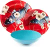 A set of plates and a bowl with a koi fish and floral design. Voir les images du produit