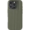 A back view of an olive green iPhone case with a textured ribbed design and a camera cutout. Produktbild-Vorschau