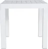 A white side table with a slatted top and four legs, shown from the front on a white background. Voir les images du produit