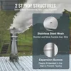 A chimney cap on a roof with smoke coming out, with marketing text and close-up images of product features. Voir les images du produit
