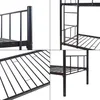 A collage of four close-up images of a black metal bunk bed frame, showing details of the construction and materials. Anteprima dell’immagine prodotto