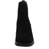 A black suede boot is shown from the front against a white background. Produktbild-Vorschau