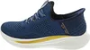 A side view of a blue Skechers slip-on shoe. Anteprima dell’immagine prodotto