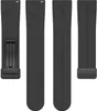 Multiple views of a black silicone watch strap with a magnetic folding clasp, presented on a white background.