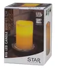 The image shows the packaging of a LED candle. The packaging features a picture of the candle itself, along with text and logos describing its features. Podgląd zdjęcia produktu