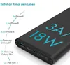 A black power bank with blue text indicating its charging capacity and compatibility with various devices. Produktbild-Vorschau
