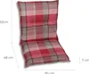 A chair cushion with a plaid pattern is shown against a white background with dimensions indicated. Produktbild-Vorschau