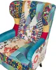 BELIANI Kreslo viacfarebné modrá tkanina patchwork Náhľad obrázku produktu 6