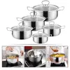 Topfset 5-Teilig, Topfset aus Edelstahl mit Glasdeckel, für Produktbild-Vorschau 3