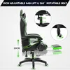 A gaming chair with features highlighted by text and diagrams. Produktbild-Vorschau