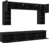 vidaXL 8-tlg. TV-Wohnwand mit LED-Leuchten Schwarz Produktbild-Vorschau 5