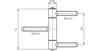 Technical drawing of a hinge with dimensions. Produktbild-Vorschau