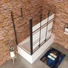 Duschspa 130x140cm Streifenglas Schwarz Badewanneaufsatz Produktbild-Vorschau 4
