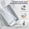 PawHut Bac à litière pour chat XXL en acier inoxydable, 85L Voir les images du produit 3