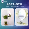 A collage of two bathroom mirror setups, one with a round mirror and plants, the other with an oval mirror, faucets, and soap dispensers. Produktbild-Vorschau