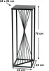 A black metal plant stand with dimensions indicated by text overlays. Anteprima dell’immagine prodotto