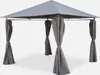 A gray gazebo with curtains, presented on a white background. Anteprima dell’immagine prodotto