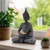 INtrenDU Buddha Figur 31 cm mit Teelichthalter Polyresin Produktbild-Vorschau 1