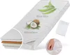 A mattress with a diagram showing its layers and graphics representing aloe vera and coconut fiber. Voir les images du produit