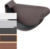 A product image showing a gutter end piece with color swatches next to it. Produktbild-Vorschau