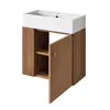 A bathroom vanity with a sink and an open cabinet door, shown against a white background. Voir les images du produit