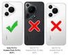 Three phone cases are shown, with checkmarks and crosses indicating compatibility with different Huawei Pura models. Produktbild-Vorschau