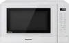 A white Panasonic microwave oven is shown from the front. Voir les images du produit