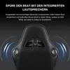 Close-up of the back of a black gaming chair with integrated speakers. Produktbild-Vorschau