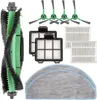 A collection of cleaning accessories for a robot vacuum cleaner, including a main brush, side brushes, filters, and mop pads, arranged on a white background. Anteprima dell’immagine prodotto