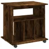 A wooden cabinet with shelves and wheels. Anteprima dell’immagine prodotto