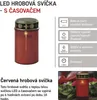LED hřbitovní svíčka červená, 2x C, venkovní i vnitřní, teplá bílá, časovač Náhľad obrázku produktu