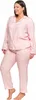A woman is shown wearing a pink pajama set. Produktbild-Vorschau