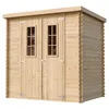 A wooden garden shed with double doors and two windows. Podgląd zdjęcia produktu