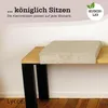 A beige corduroy cushion is placed on a wooden bench with black legs. Náhled obrázku produktu