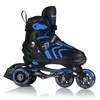A single black and blue roller skate is shown against a white background. Voir les images du produit