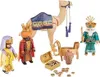 Three figures dressed as wise men, a camel, and various accessories are arranged on a white background. Náhled obrázku produktu
