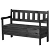 A dark gray wooden garden bench with a storage compartment and a slatted backrest, shown against a white background. Anteprima dell’immagine prodotto