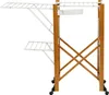 A wooden and white drying rack with wheels, shown against a white background. Anteprima dell’immagine prodotto