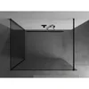 A modern shower enclosure with black frames and transparent glass panels. Produktbild-Vorschau