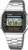 A digital watch with a silver metal band and a black face displaying the time and date. Produktbild-Vorschau