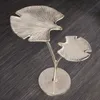 Dekorativer Beistelltisch GINKGO LEAFS 56cm silber handmade Produktbild-Vorschau 1