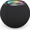 A black, spherical Bluetooth speaker with a metallic top ring that displays colorful LED lights. Produktbild-Vorschau