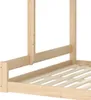 A close-up view of a wooden bed frame, showing the slatted base and side rails. Anteprima dell’immagine prodotto