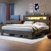 Merax Holzbett Bettgestell 180x200cm mit Stauraum Kopfteil, Produktbild-Vorschau 6