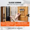 A split image showing a dartboard cabinet with a scoring board and dart holders. Anteprima dell’immagine prodotto