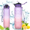 Wasserflasche mit Maß und Strohhalm 1l ombre lila mit Produktbild-Vorschau 2