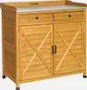 A wooden cabinet with a metal top, featuring two doors and two drawers. Anteprima dell’immagine prodotto