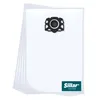 A stack of white vacuum cleaner bags with a black adapter on the top bag and a brand logo on the bottom right. Anteprima dell’immagine prodotto