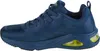 A side view of a blue athletic shoe with a yellow air bubble in the sole. Produktbild-Vorschau